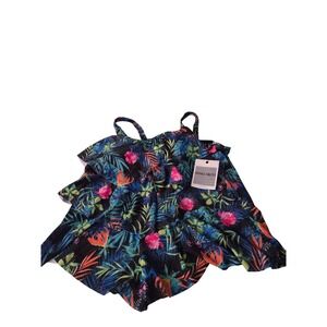 Hanna Nikole Plus Size 22W Tankini Top Tropical Floral Ruffle Tiered Swimwear